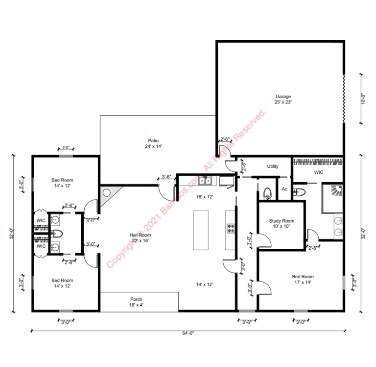 Barndominium Floor Plan 4248 Barndos