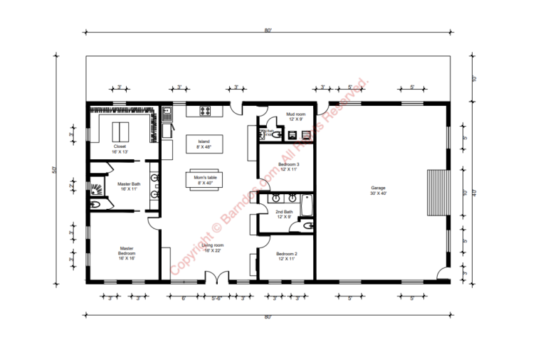 Barndominium Floor Plan 4239 - Barndos.com