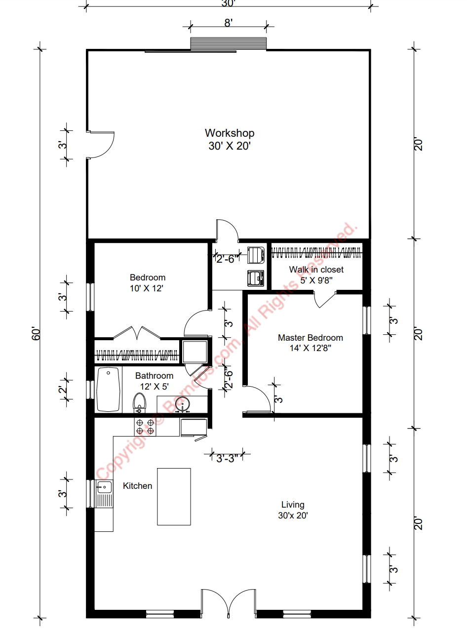 Barndominium Floor Plan 4240 - Barndos.com