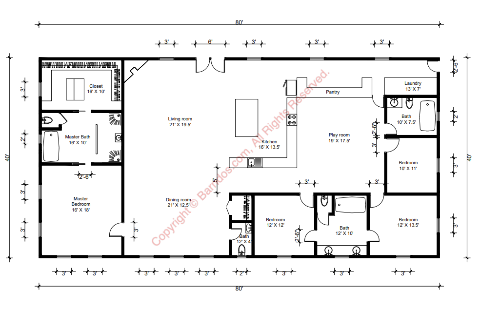 Barndominium Floor Plans 30x40 Barndominium Floor Plans F73