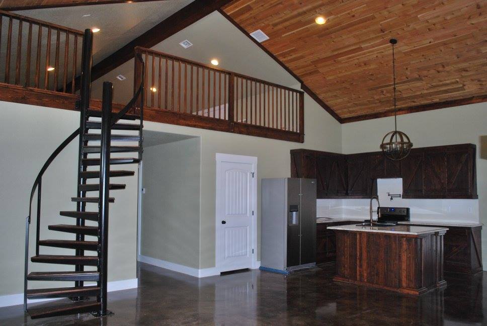 Decatur, Tx Barndominium by HL Custom Homes - Kitchen and Stairs