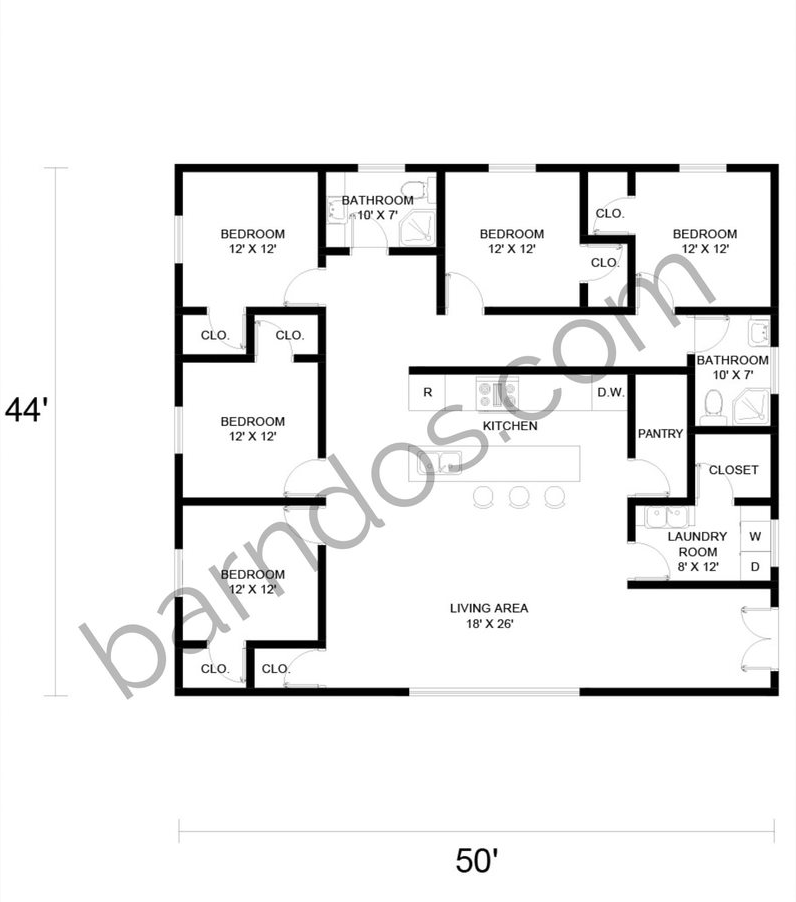 5 bedroom barndominium floor plans