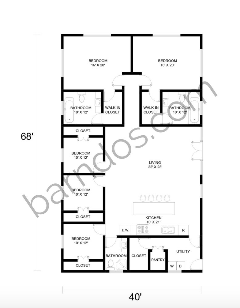 5 bedroom barndominium floor plans