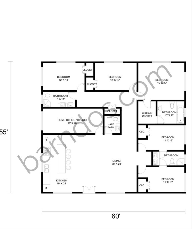 5 bedroom barndominium floor plans