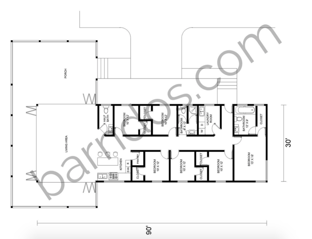 6 bedroom barndominium floor plans