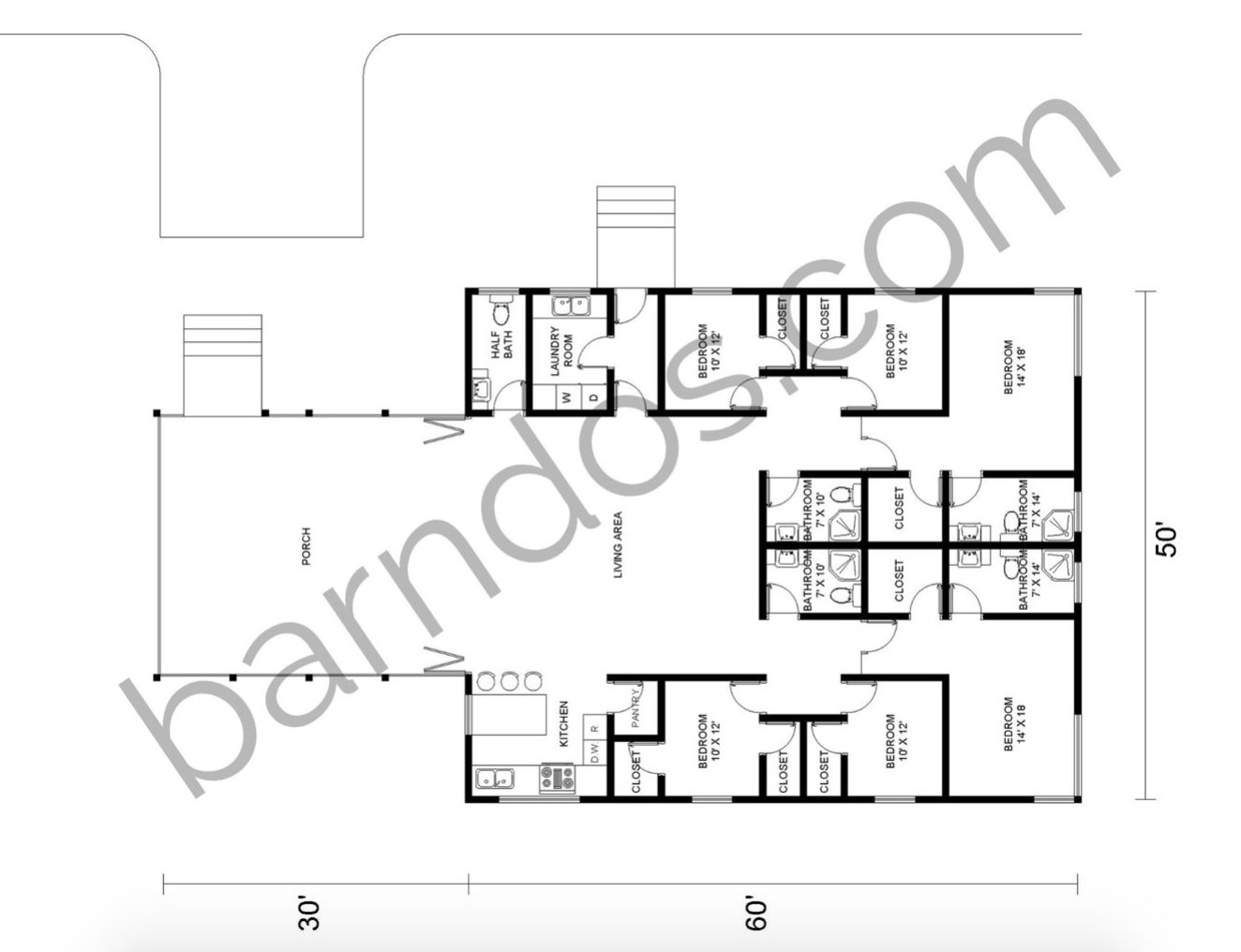 15 Awesome 6 Bedroom Barndominium Floor Plans - Barndos.com