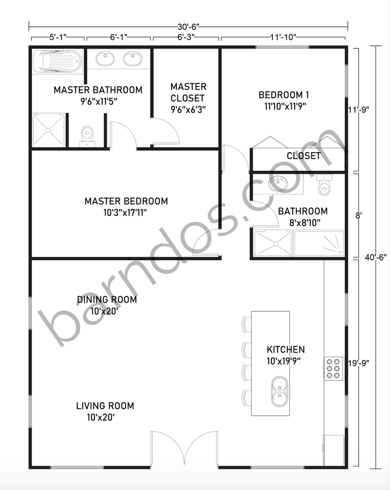 30X40 Barndominium Floor Plans