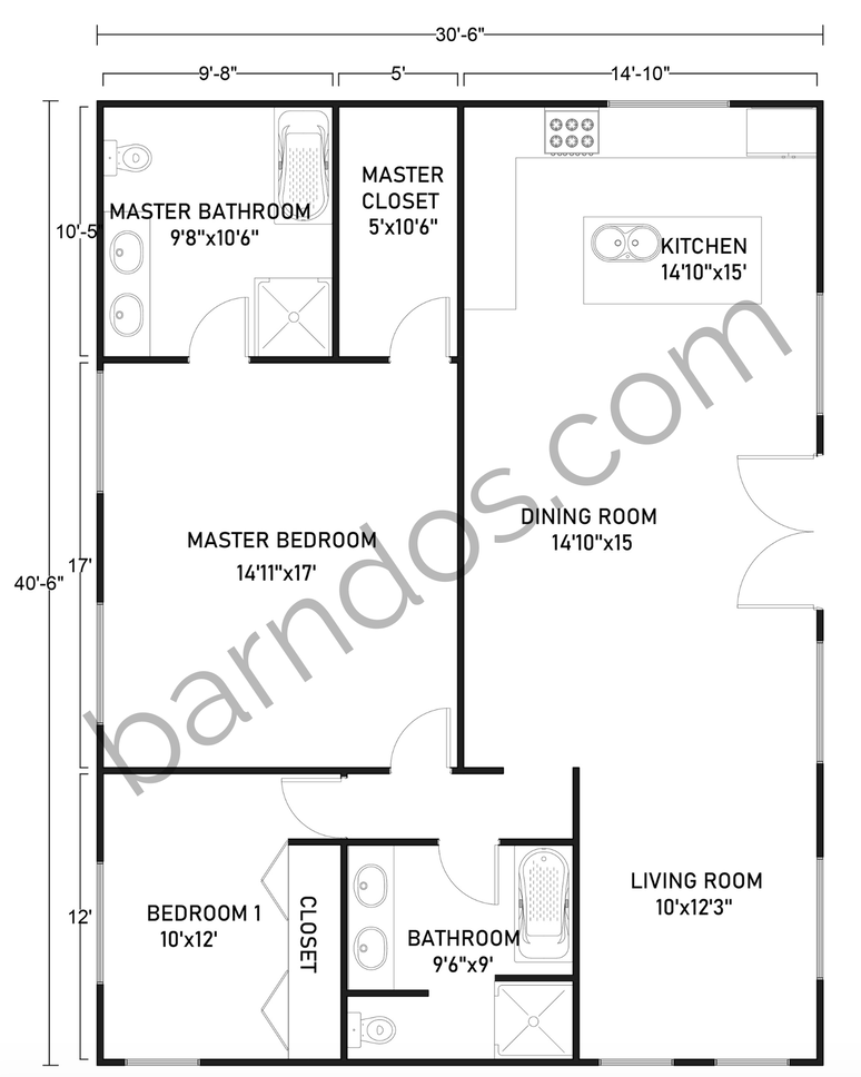 30X40 Barndominium Floor Plans