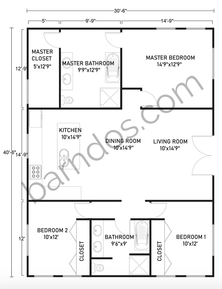 30X40 Barndominium Floor Plans