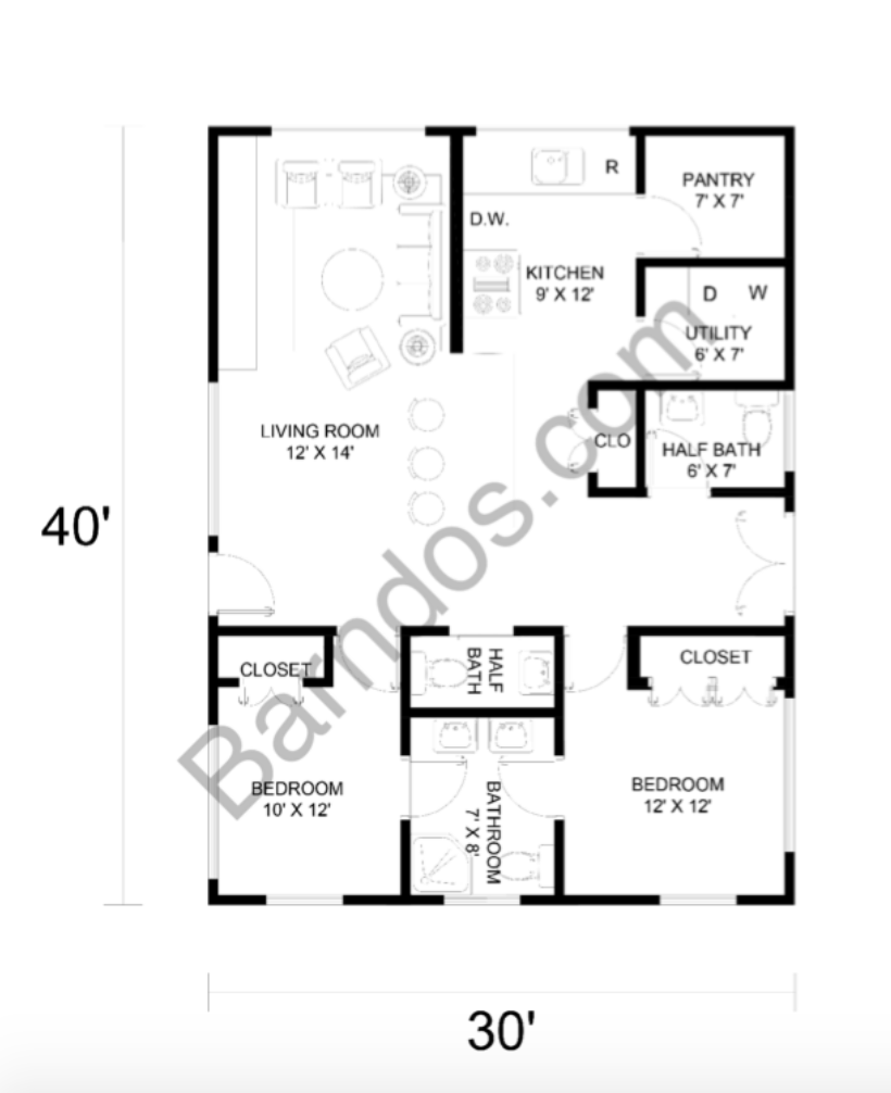 30X40 Barndominium Floor Plans