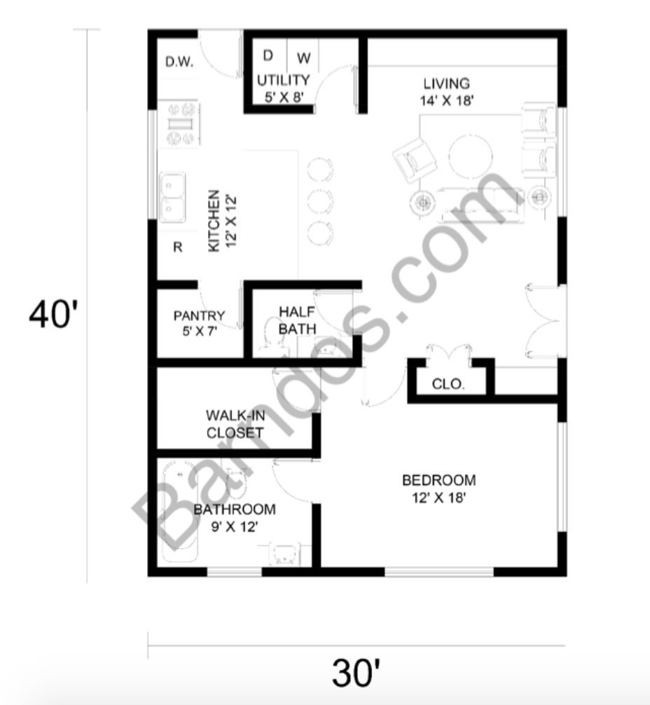 30X40 Barndominium Floor Plans