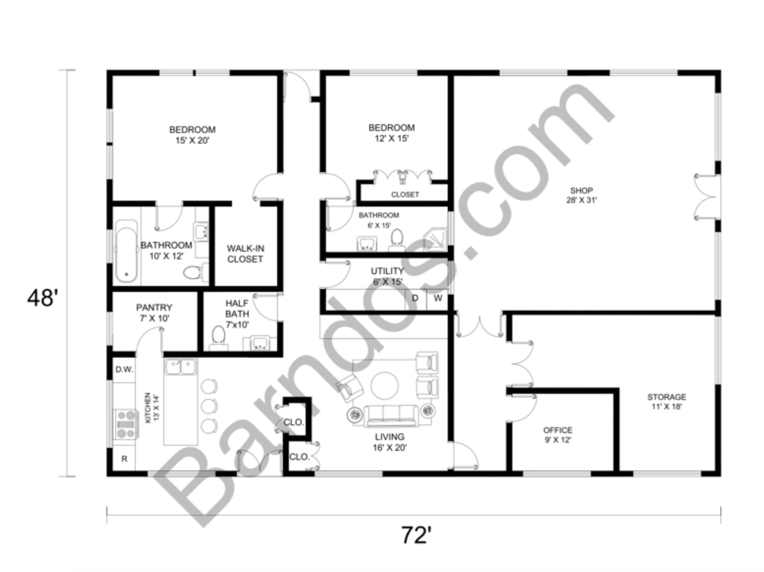 21 Impressive Barndominium Floor Plans That Have Shops: The Perfect ...