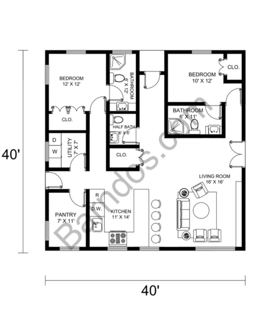 40x40 Barndominium Floor Plans
