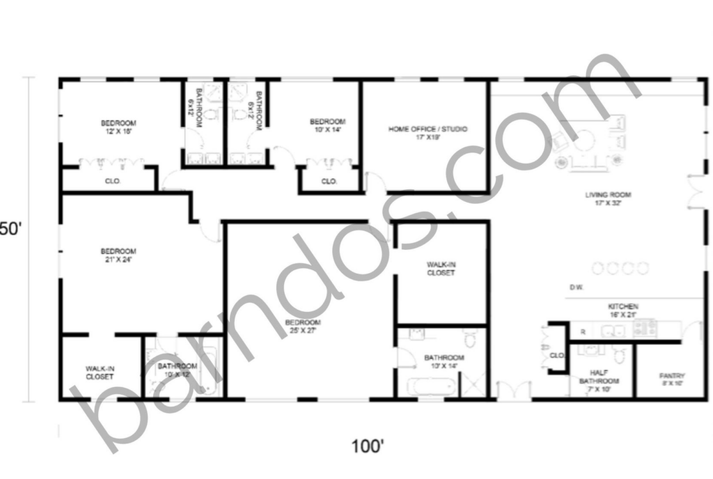 50x100 barndominium floor plans