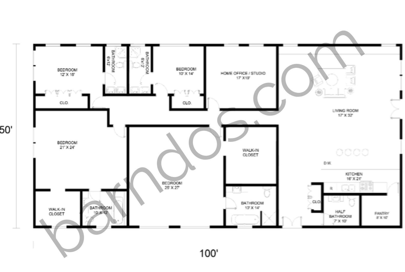 7 Beautiful 50x100 Barndominium Floor Plans That You'll Love