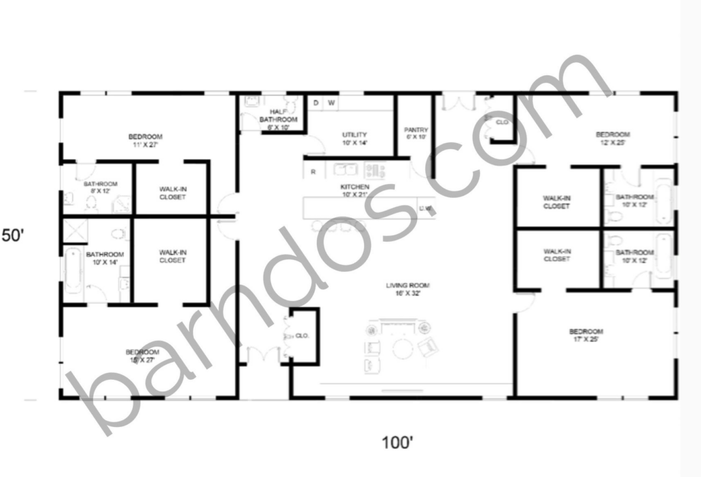 50x100 barndominium floor plans